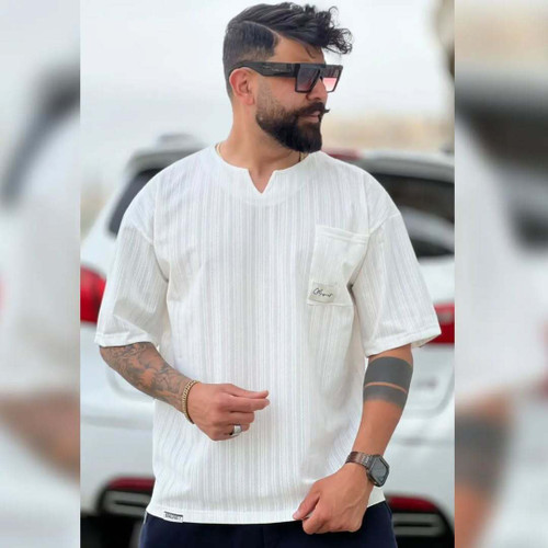 تیشرت مردانه یقه کوبایی اورجینال