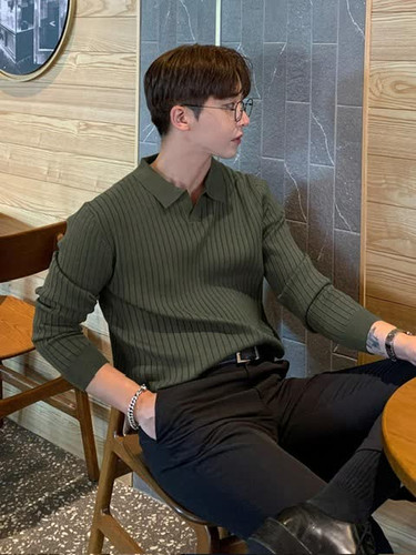 بلوز نیم یقه مراکشی مردانه اورجینال استایل اولد مانی old money -ارجینال (یشمی رنگ)