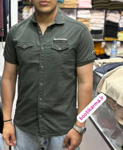پیراهن کتان مردانه آستین کوتاه رنگبندی کامل (کتان ترک تنخوری عالی اندامی ) ارجینال