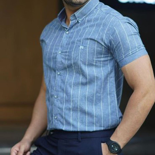 پیراهن آستین کوتاه راه راه مردانه -ارجینال