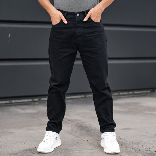 شلوار جین مشکی مردانه مدل مام فیت اورجینال (ترک) با تنخوری عالی، رنگ ثابت -دوخت شرکت L CON