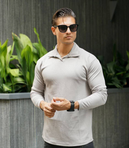 بلوز نیم یقه مراکشی مردانه اورجینال استایل اولد مانی old money -ارجینال