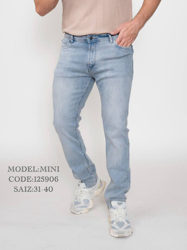 شلوار جین راسته آبی یخی کثیف شور